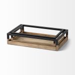 Ross Set of 2 Natural Wood W/ Black Metal Nesting Trays