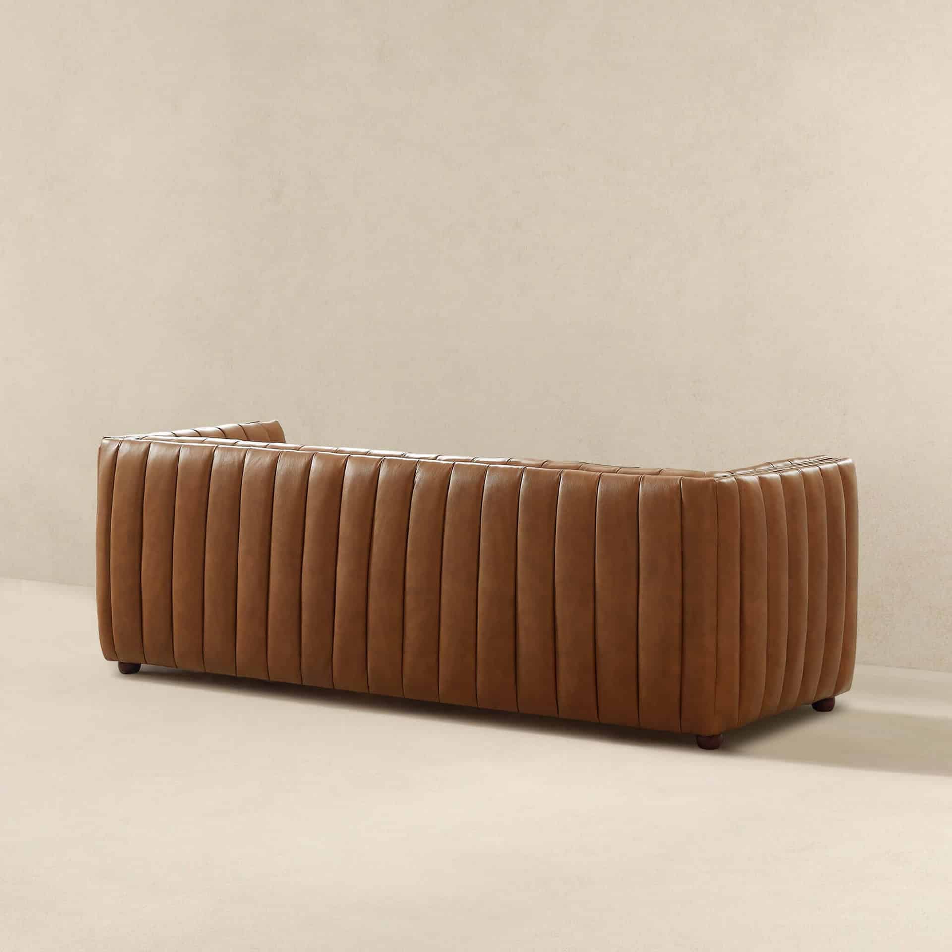 Cognac Leather Mid Century Modern Tufted Sofa with Wood Frame 10 Cognac Leather Mid Century Modern Tufted Sofa with Wood Frame