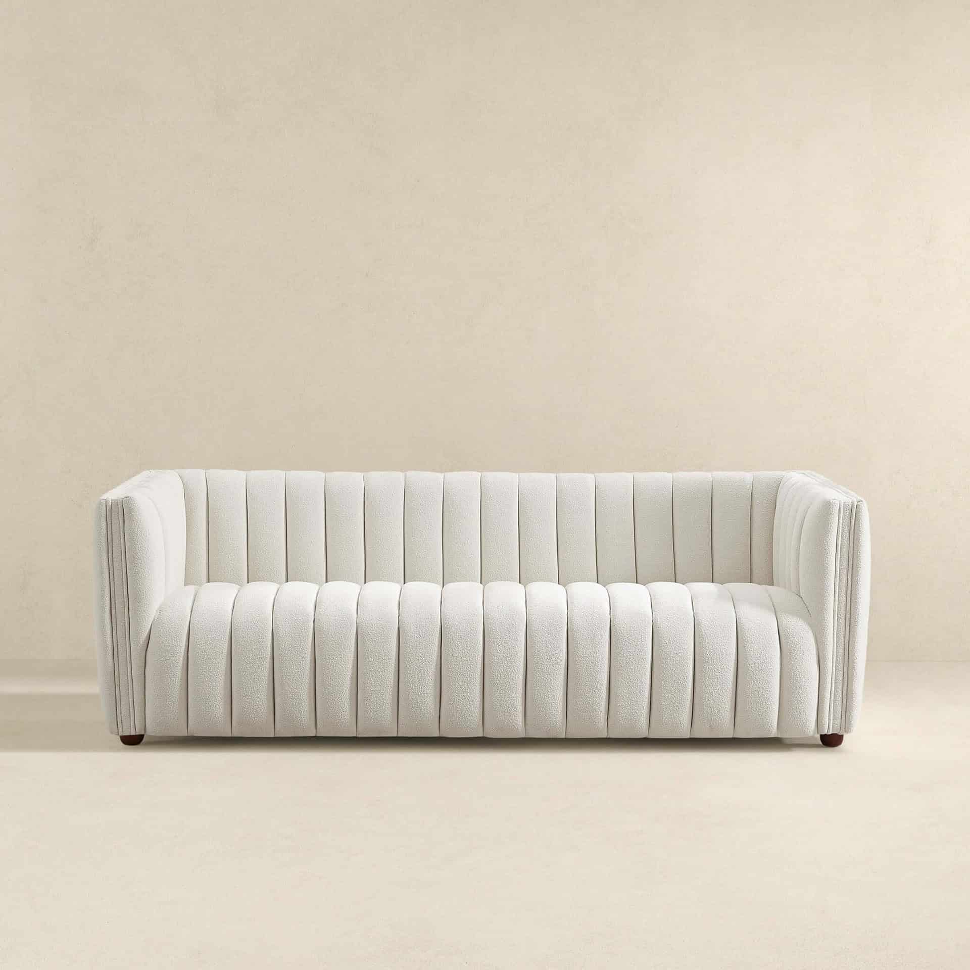 Mid Century Modern Beige Boucle Tufted Sofa 9 Mid Century Modern Beige Boucle Tufted Sofa