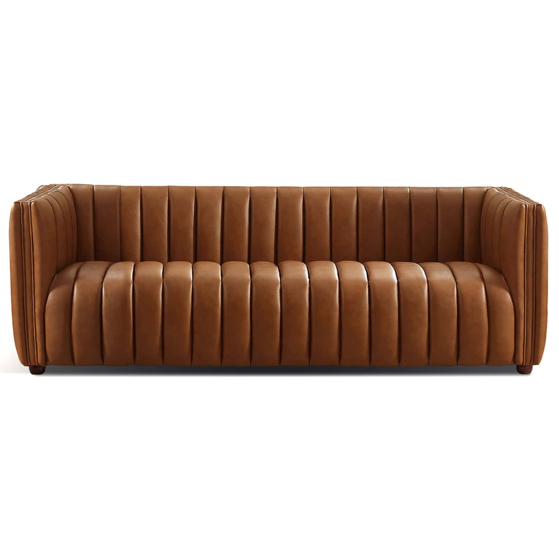 Cognac Leather Mid Century Modern Tufted Sofa with Wood Frame 12 Cognac Leather Mid Century Modern Tufted Sofa with Wood Frame