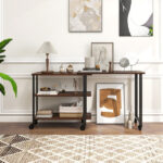 360° Rotating L-Shaped Sofa Side Table with Storage Shelves