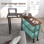 360° Rotating L-Shaped Sofa Side Table with Storage Shelves
