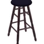Round Cushion 36-Inch Backless Swivel Bar Stool with Dark Cherry Finish, Turned Maple Leg, and Canter Twilight Seat