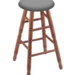 Round Cushion 24-Inch Backless Swivel Counter Stool with Medium Finish, Turned Oak Leg, and Canter Folkstone Grey Seat 4 Round Cushion 24-Inch Backless Swivel Counter Stool with Medium Finish, Turned Oak Leg, and Canter Folkstone Grey Seat