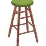 Round Cushion 30-Inch Backless Swivel Bar Stool with Medium Finish, Turned Oak Leg, and Canter Kiwi Green Seat