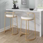 Round Fuji 26-Inch Gold and White Contemporary Counter Stools (Set of 2) 12 Round Fuji 26-Inch Gold and White Contemporary Counter Stools (Set of 2)