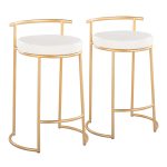 Round Fuji 26-Inch Gold and White Contemporary Counter Stools (Set of 2) 13 Round Fuji 26-Inch Gold and White Contemporary Counter Stools (Set of 2)