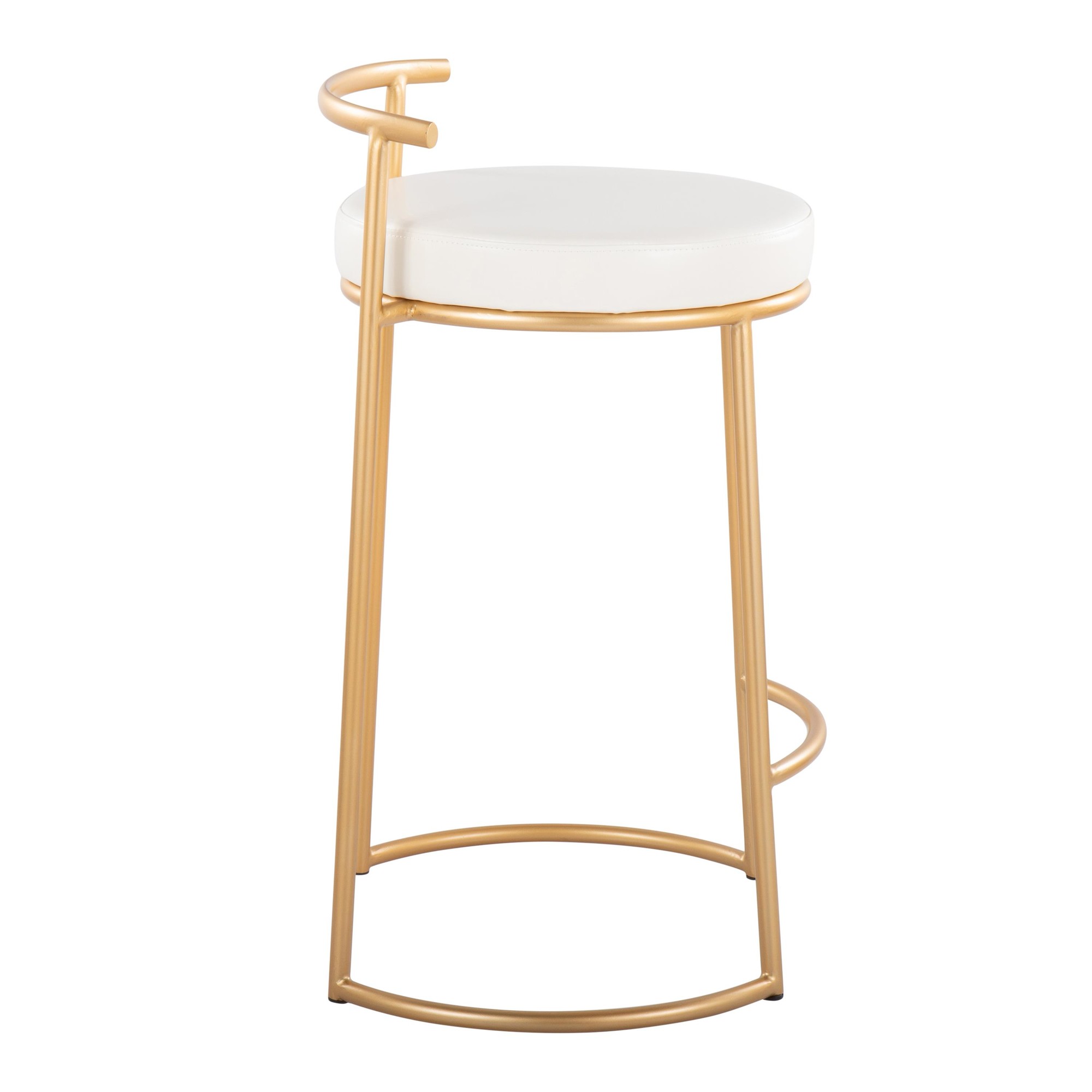 Round Fuji 26-Inch Gold and White Contemporary Counter Stools (Set of 2) 5 Round Fuji 26-Inch Gold and White Contemporary Counter Stools (Set of 2) - Image 5