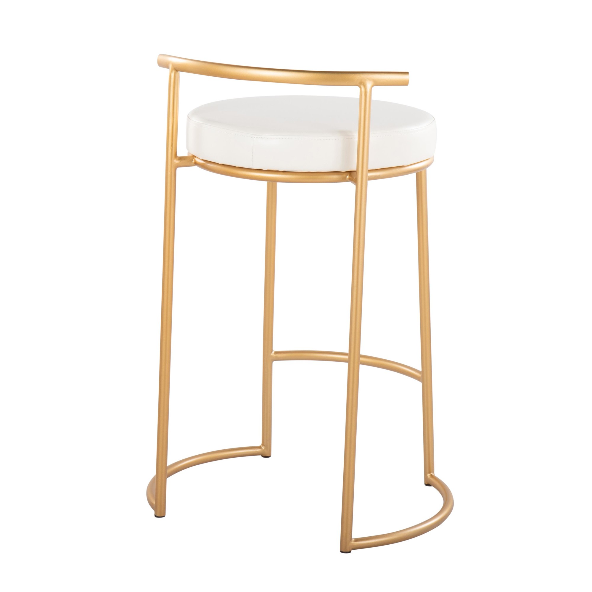 Round Fuji 26-Inch Gold and White Contemporary Counter Stools (Set of 2) 6 Round Fuji 26-Inch Gold and White Contemporary Counter Stools (Set of 2) - Image 6