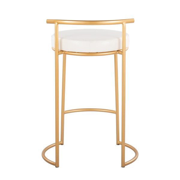 Round Fuji 26 Inch Gold and White Contemporary Counter Stools Set of 2 6