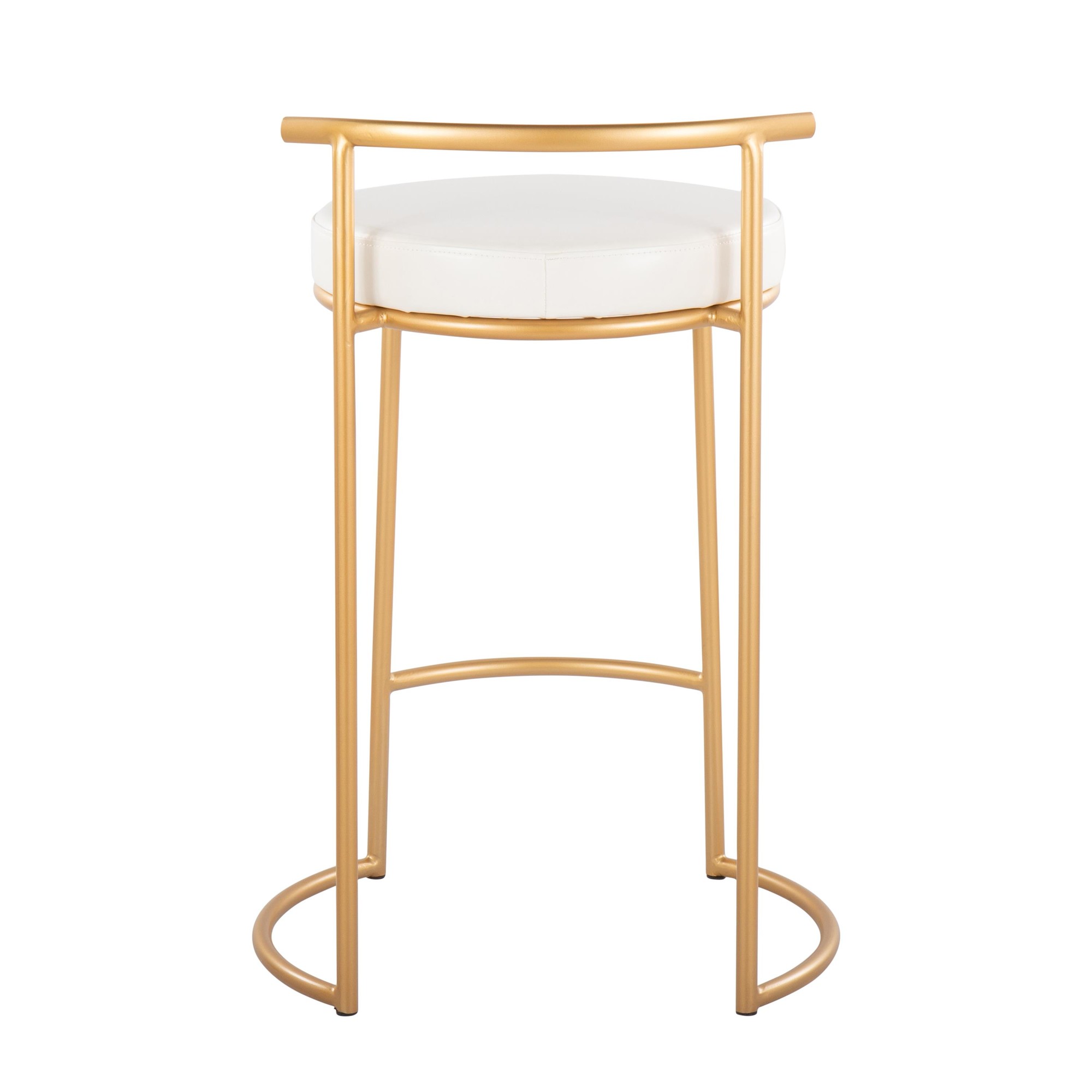 Round Fuji 26-Inch Gold and White Contemporary Counter Stools (Set of 2) 7 Round Fuji 26-Inch Gold and White Contemporary Counter Stools (Set of 2) - Image 7