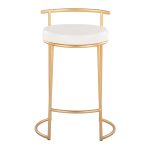 Round Fuji 26-Inch Gold and White Contemporary Counter Stools (Set of 2) 18 Round Fuji 26-Inch Gold and White Contemporary Counter Stools (Set of 2)