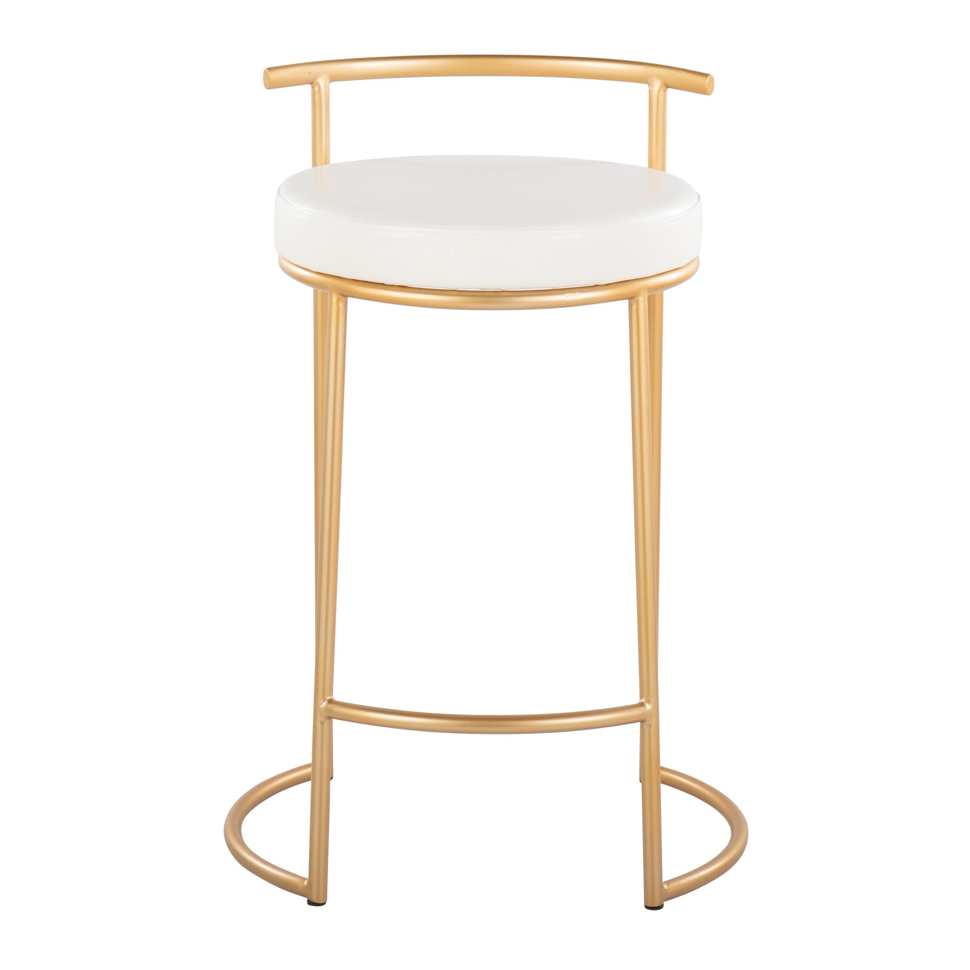 Round Fuji 26-Inch Gold and White Contemporary Counter Stools (Set of 2) 8 Round Fuji 26-Inch Gold and White Contemporary Counter Stools (Set of 2) - Image 8