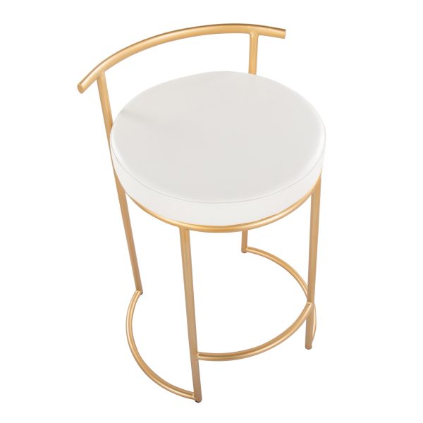 Round Fuji 26 Inch Gold and White Contemporary Counter Stools Set of 2 8