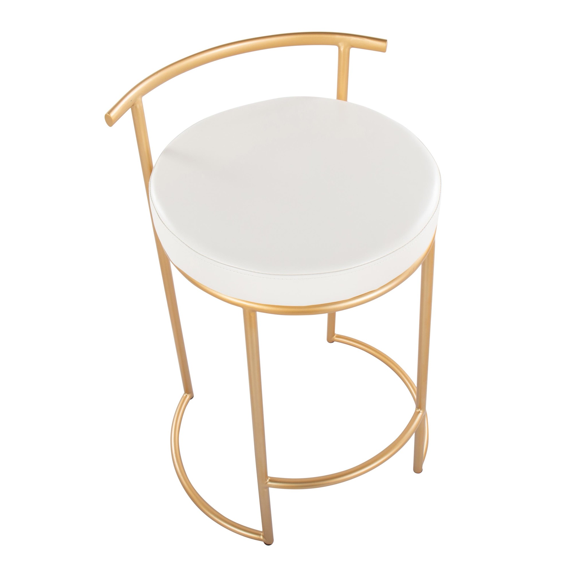 Round Fuji 26-Inch Gold and White Contemporary Counter Stools (Set of 2) 9 Round Fuji 26-Inch Gold and White Contemporary Counter Stools (Set of 2) - Image 9