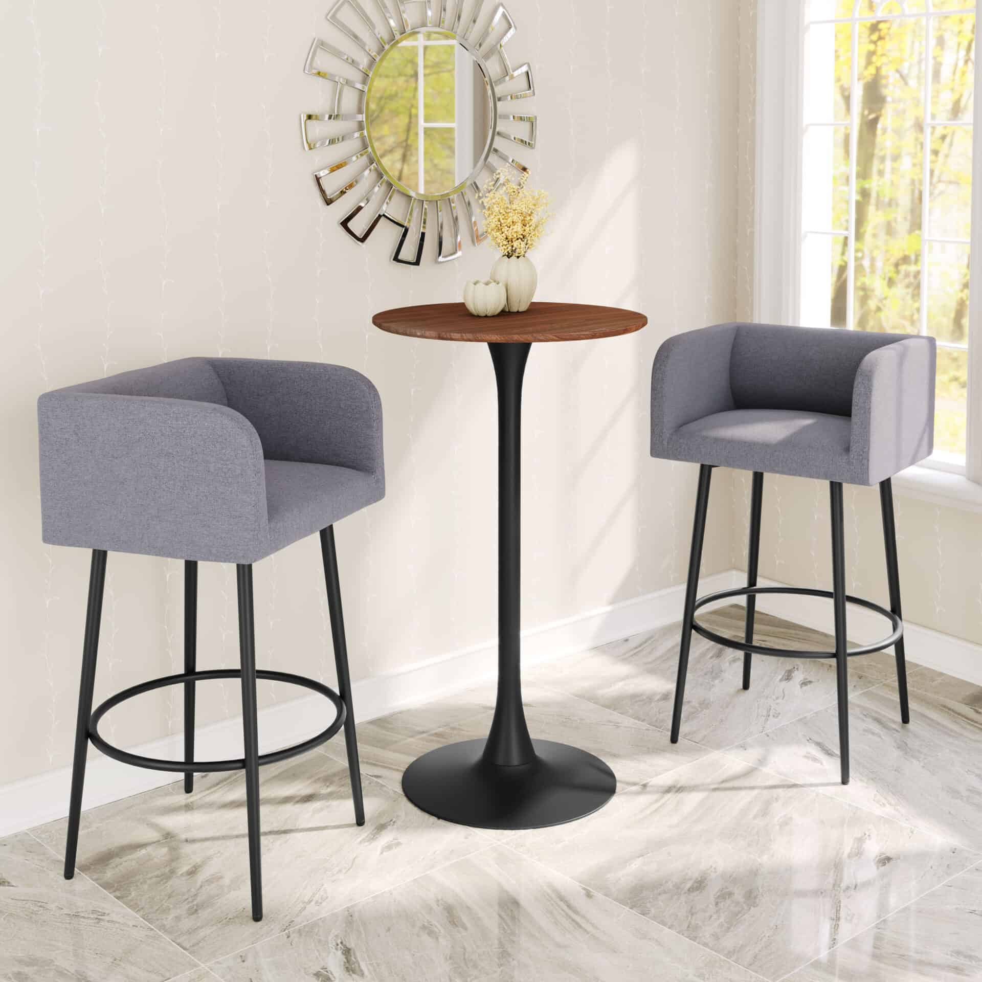 Round Industrial Bar Table with Floating Pedestal Design 1 Round Industrial Bar Table with Floating Pedestal Design