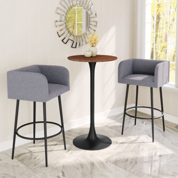 Round Industrial Bar Table with Floating Pedestal Design