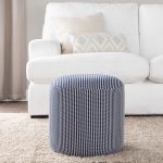Round Knitted Blue and White Contemporary Pouf 16-Inch 6 Round Knitted Blue and White Contemporary Pouf 16-Inch