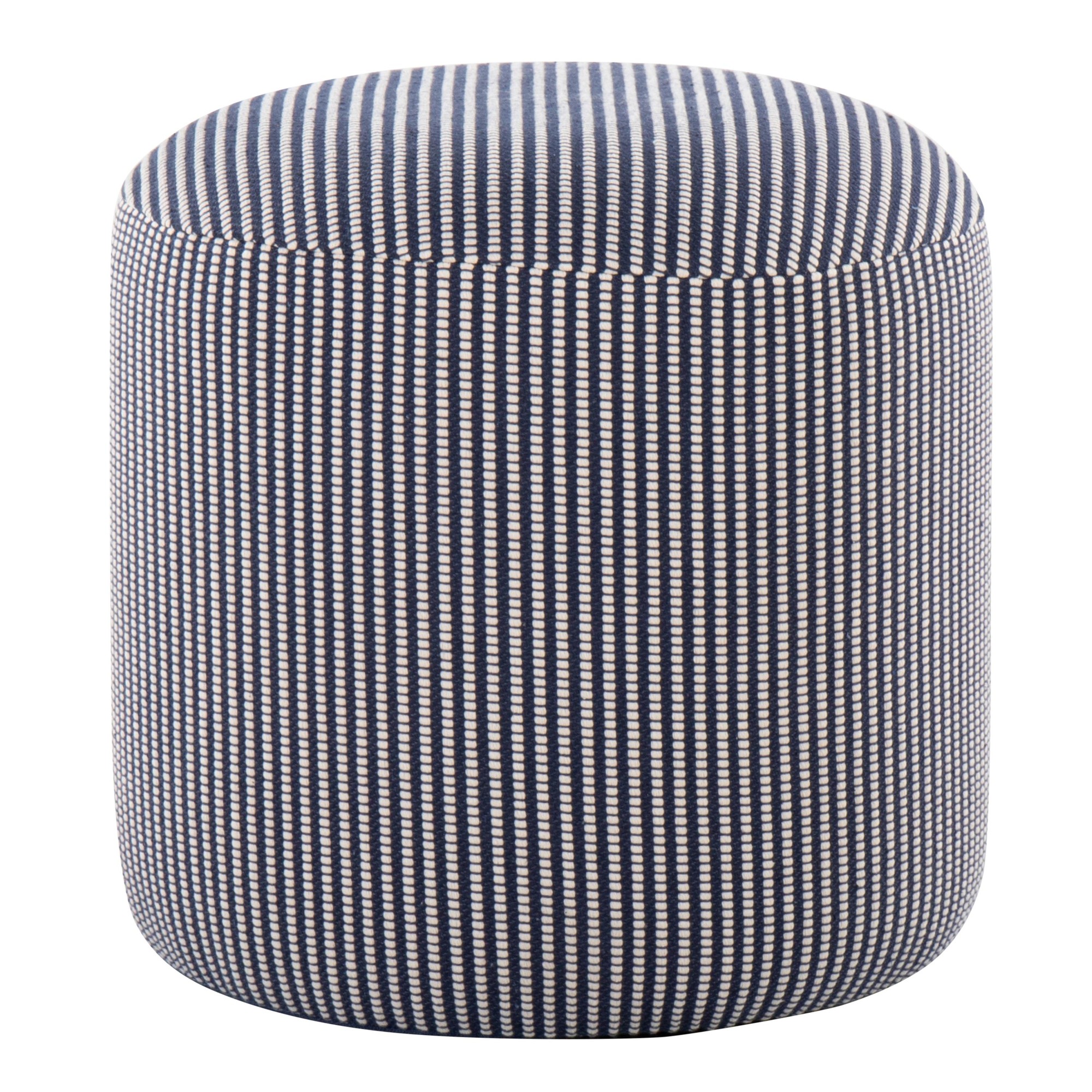 Round Knitted Blue and White Contemporary Pouf 16-Inch 3 Round Knitted Blue and White Contemporary Pouf 16-Inch - Image 3