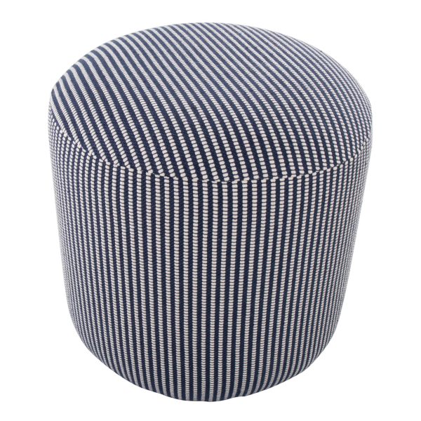 Round Knitted Blue and White Contemporary Pouf 16 Inch 3