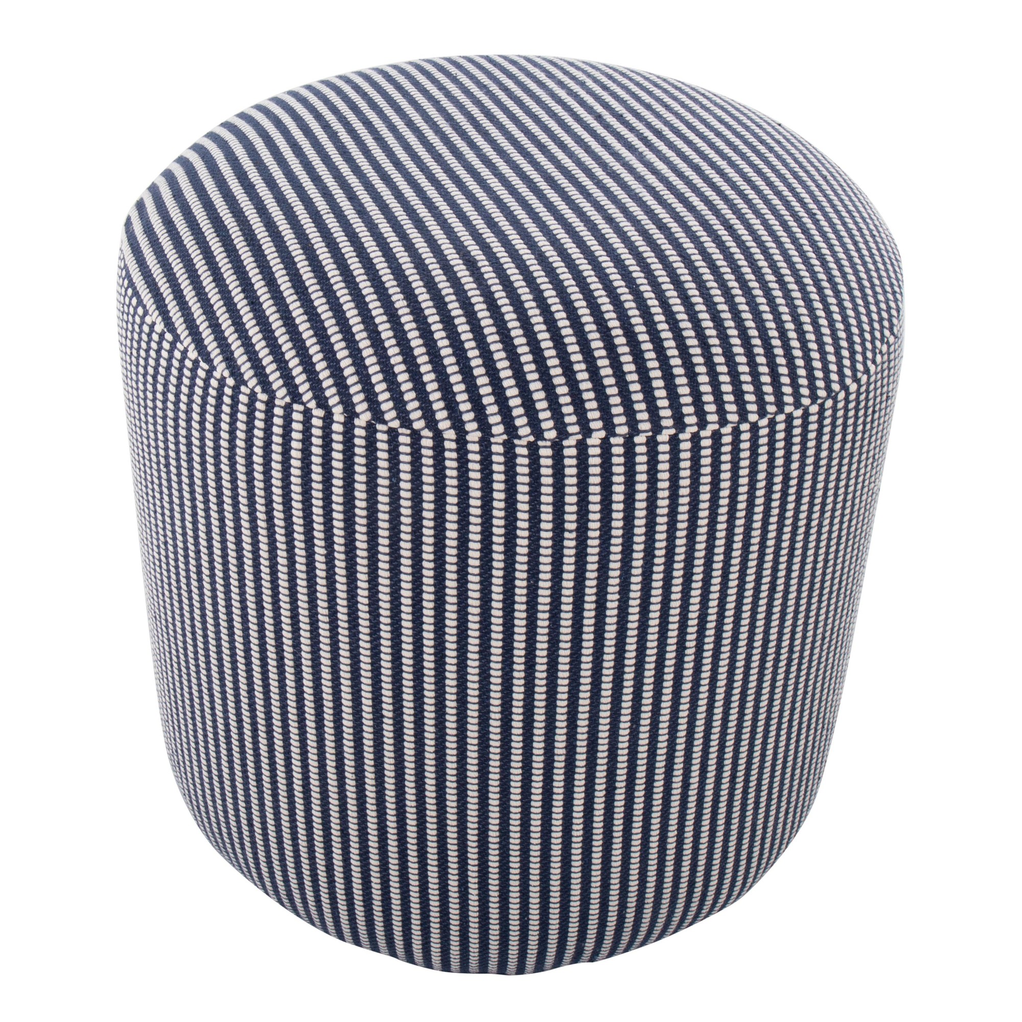 Round Knitted Blue and White Contemporary Pouf 16-Inch 4 Round Knitted Blue and White Contemporary Pouf 16-Inch - Image 4