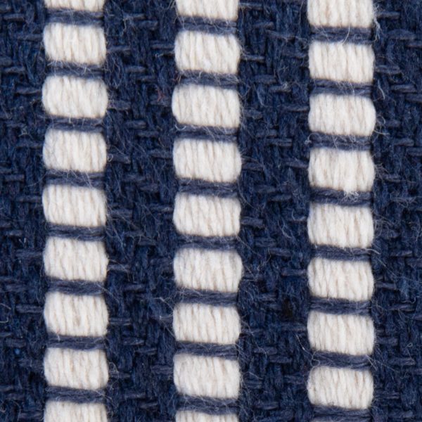 Round Knitted Blue and White Contemporary Pouf 16 Inch 4