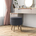 Round Linen Storage Ottoman with Flip-Top Lid and Legs