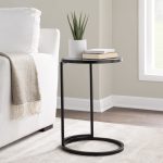Round Zenn Black Metal Clear Glass Contemporary End Table 12 Round Zenn Black Metal Clear Glass Contemporary End Table