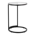 Round Zenn Black Metal Clear Glass Contemporary End Table 16 Round Zenn Black Metal Clear Glass Contemporary End Table