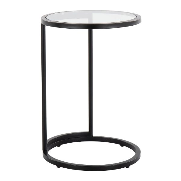 Round Zenn Black Metal Clear Glass Contemporary End Table 4