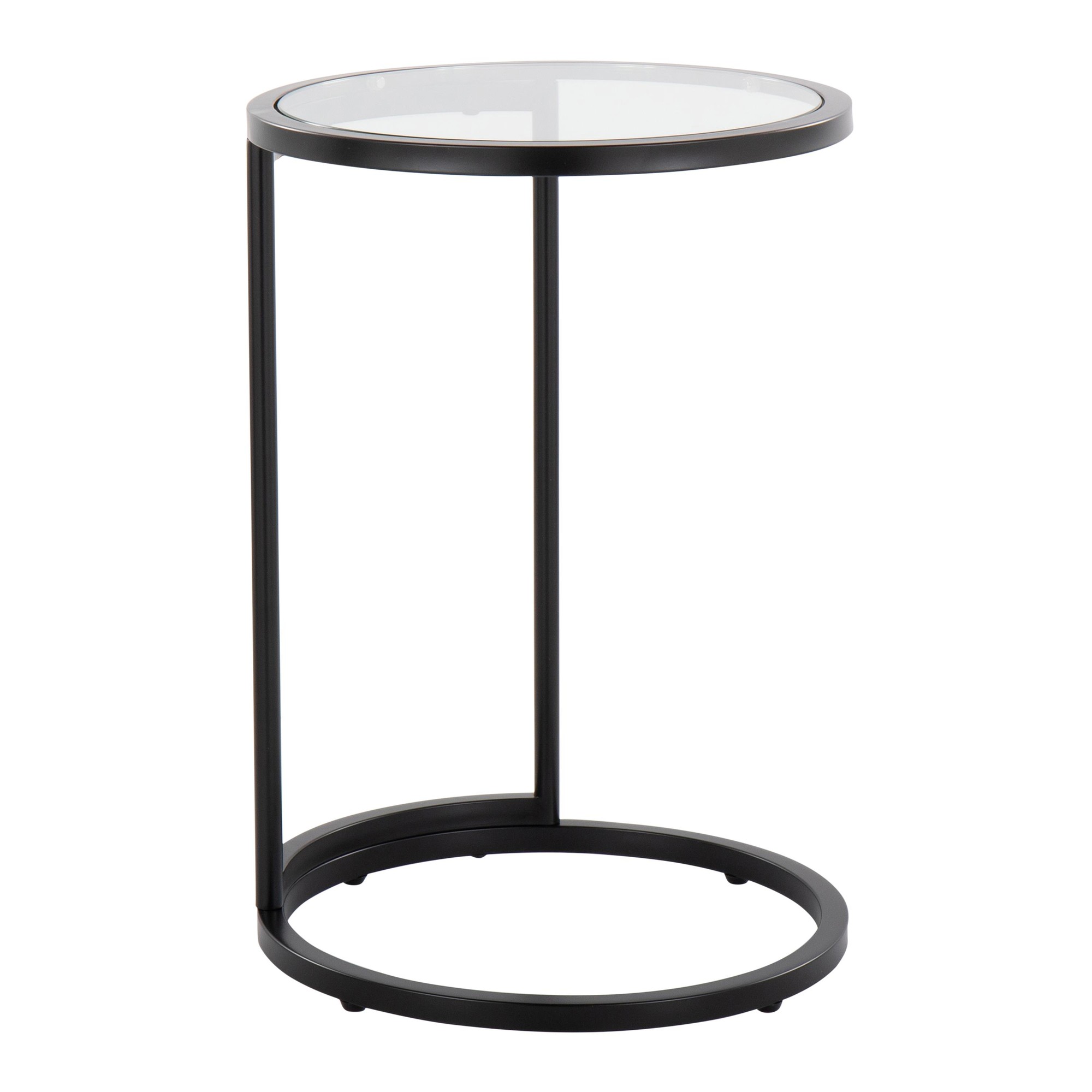 Round Zenn Black Metal Clear Glass Contemporary End Table 5 Round Zenn Black Metal Clear Glass Contemporary End Table - Image 5