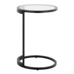 Round Zenn Black Metal Clear Glass Contemporary End Table 17 Round Zenn Black Metal Clear Glass Contemporary End Table