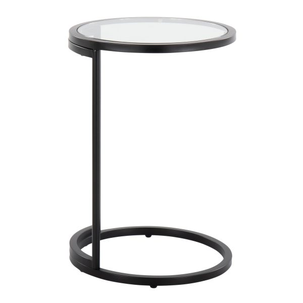 Round Zenn Black Metal Clear Glass Contemporary End Table 5
