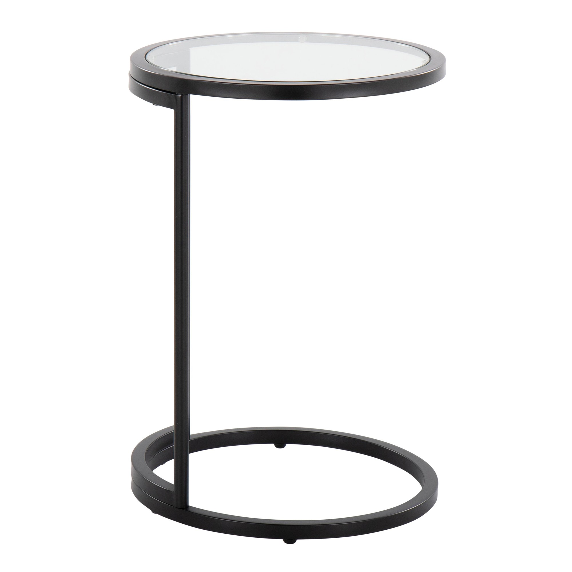 Round Zenn Black Metal Clear Glass Contemporary End Table 6 Round Zenn Black Metal Clear Glass Contemporary End Table - Image 6