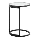 Round Zenn Black Metal Clear Glass Contemporary End Table 18 Round Zenn Black Metal Clear Glass Contemporary End Table