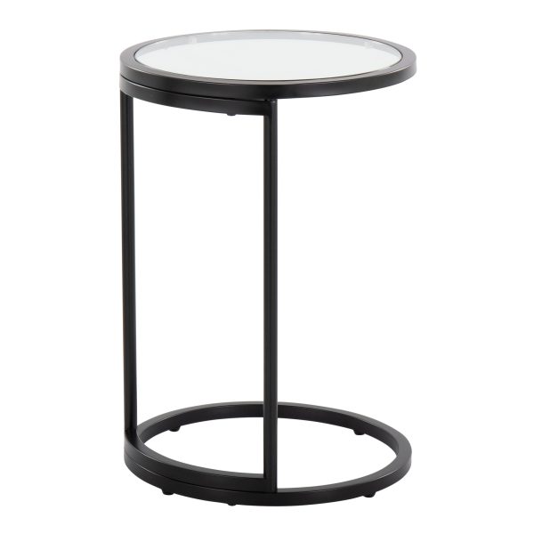 Round Zenn Black Metal Clear Glass Contemporary End Table 6