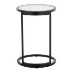 Round Zenn Black Metal Clear Glass Contemporary End Table 19 Round Zenn Black Metal Clear Glass Contemporary End Table