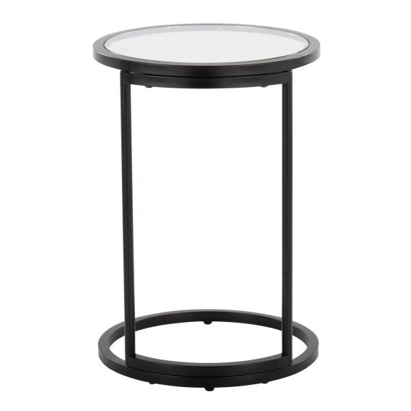 Round Zenn Black Metal Clear Glass Contemporary End Table 7