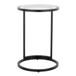 Round Zenn Black Metal Clear Glass Contemporary End Table 20 Round Zenn Black Metal Clear Glass Contemporary End Table