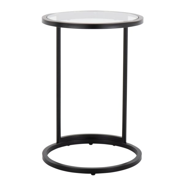 Round Zenn Black Metal Clear Glass Contemporary End Table 8