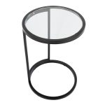 Round Zenn Black Metal Clear Glass Contemporary End Table 21 Round Zenn Black Metal Clear Glass Contemporary End Table
