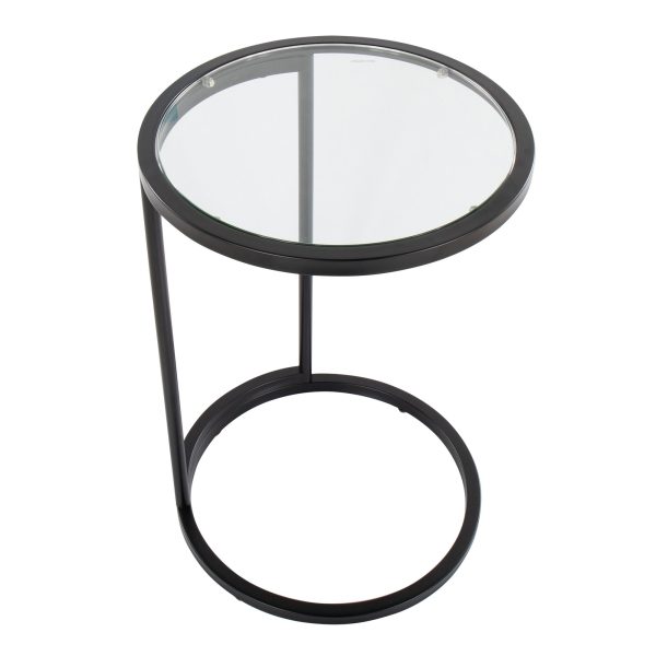 Round Zenn Black Metal Clear Glass Contemporary End Table 9