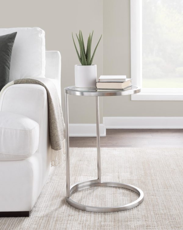 Round Zenn Contemporary Stainless Steel and Glass End Table 1