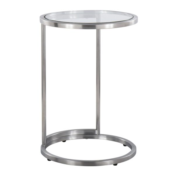 Round Zenn Contemporary Stainless Steel and Glass End Table 3