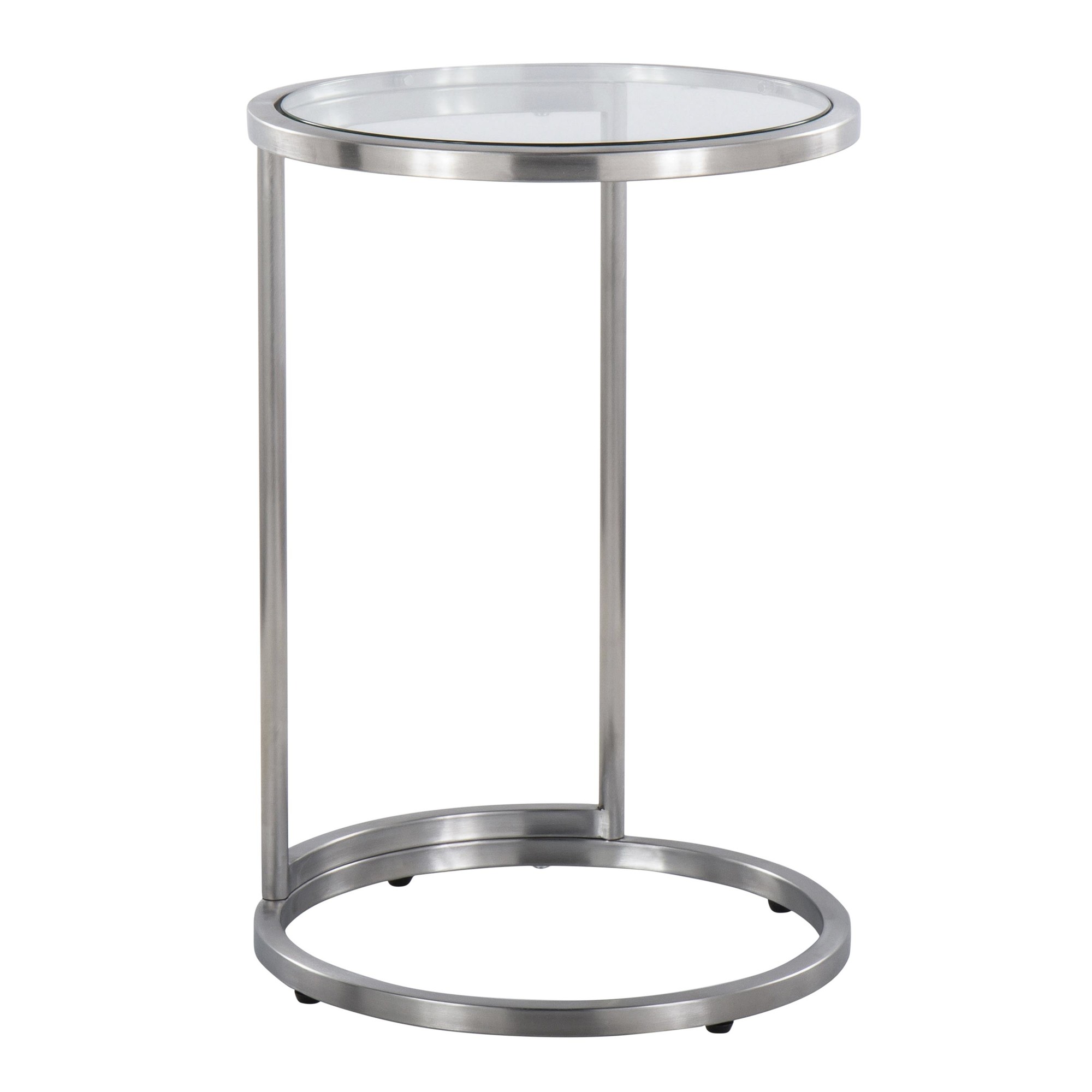 Round Zenn Contemporary Stainless Steel and Glass End Table 4 Round Zenn Contemporary Stainless Steel and Glass End Table - Image 4