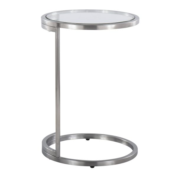 Round Zenn Contemporary Stainless Steel and Glass End Table 4