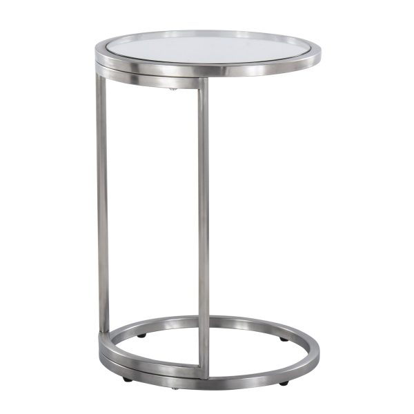 Round Zenn Contemporary Stainless Steel and Glass End Table 5