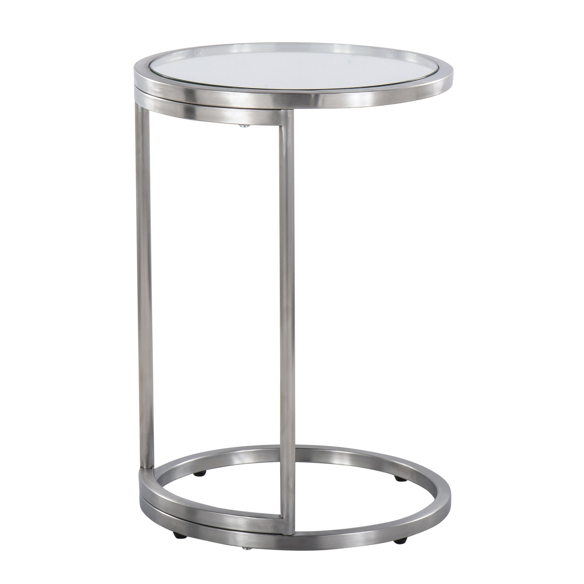 Round Zenn Contemporary Stainless Steel and Glass End Table 6 Round Zenn Contemporary Stainless Steel and Glass End Table - Image 6