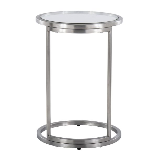 Round Zenn Contemporary Stainless Steel and Glass End Table 6