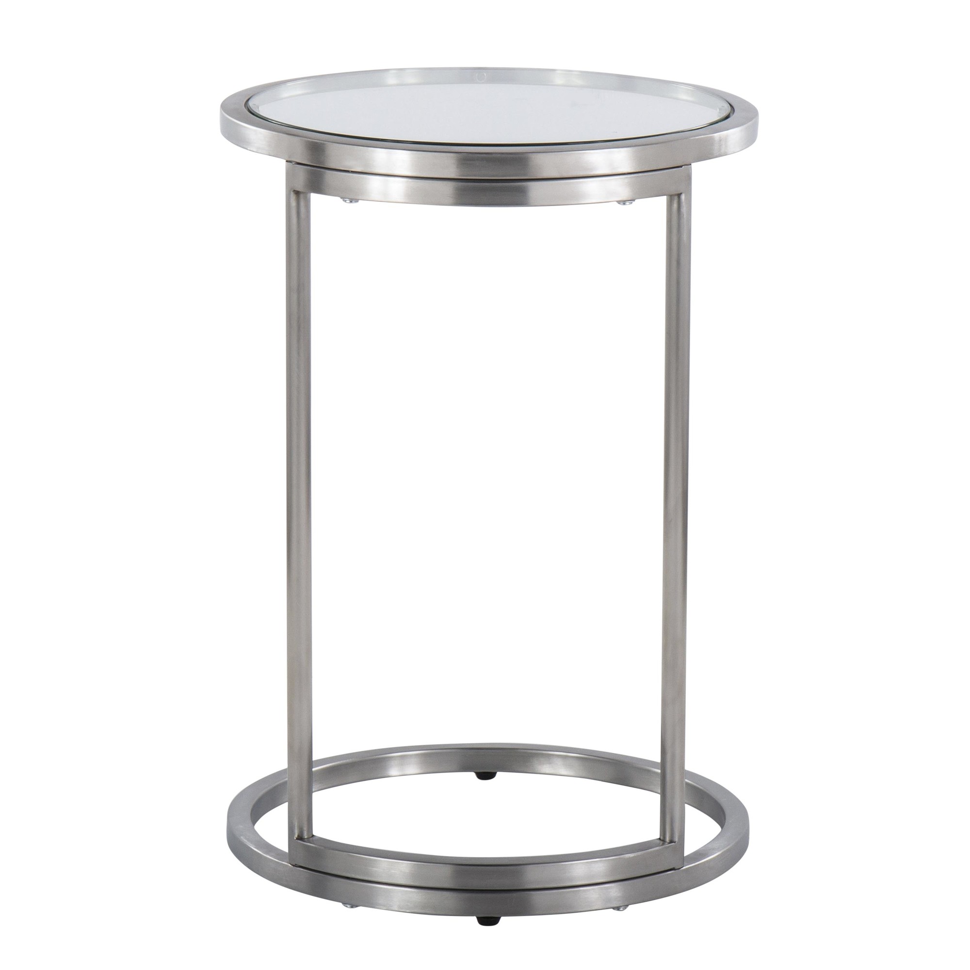 Round Zenn Contemporary Stainless Steel and Glass End Table 7 Round Zenn Contemporary Stainless Steel and Glass End Table - Image 7
